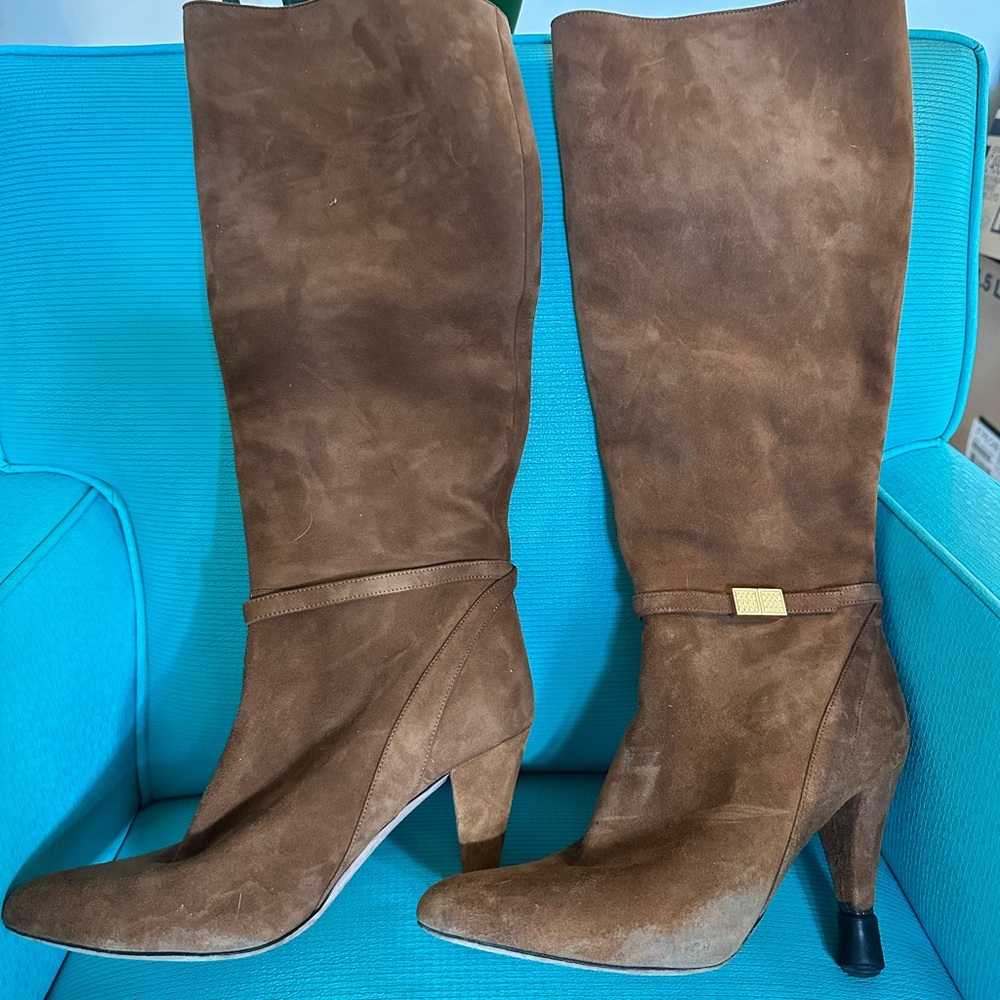 Hugo Boss Brown Heeled Boots Suede